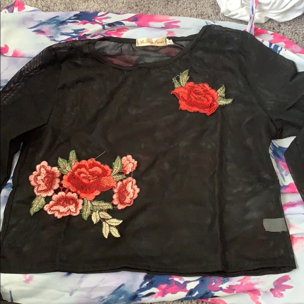 Mesh long sleeve top